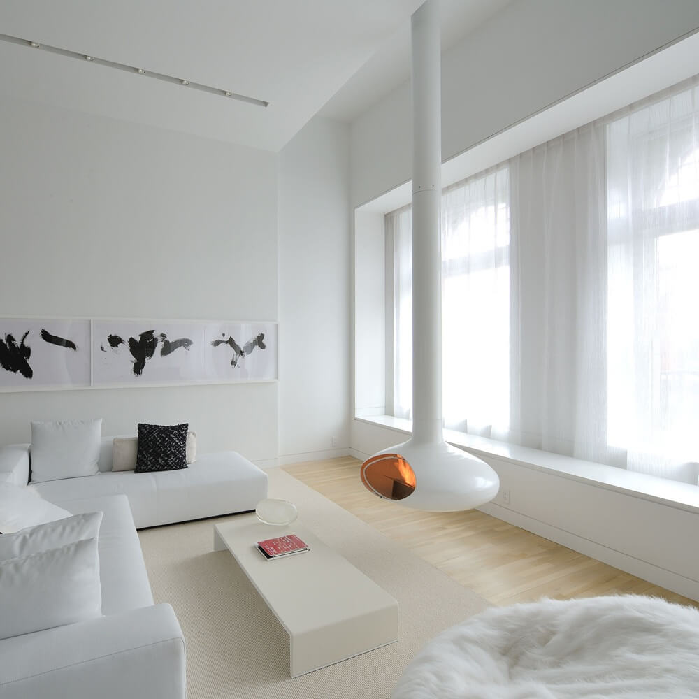 A modern fireplace